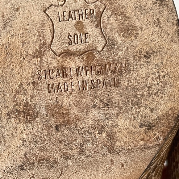 Stuart Weitzman JUST SO Beige Snakeskin Peep Toe Platform Stiletto Pumps Sz 8 M - Picture 16 of 16